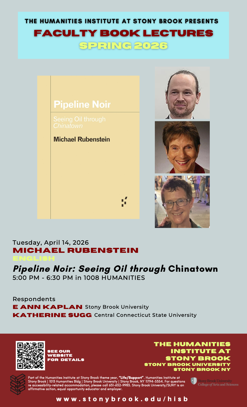 Michael Rubestein faculty book lecture event poster poster with photos of speakers Rubenstein, Kaplan, and Sugg